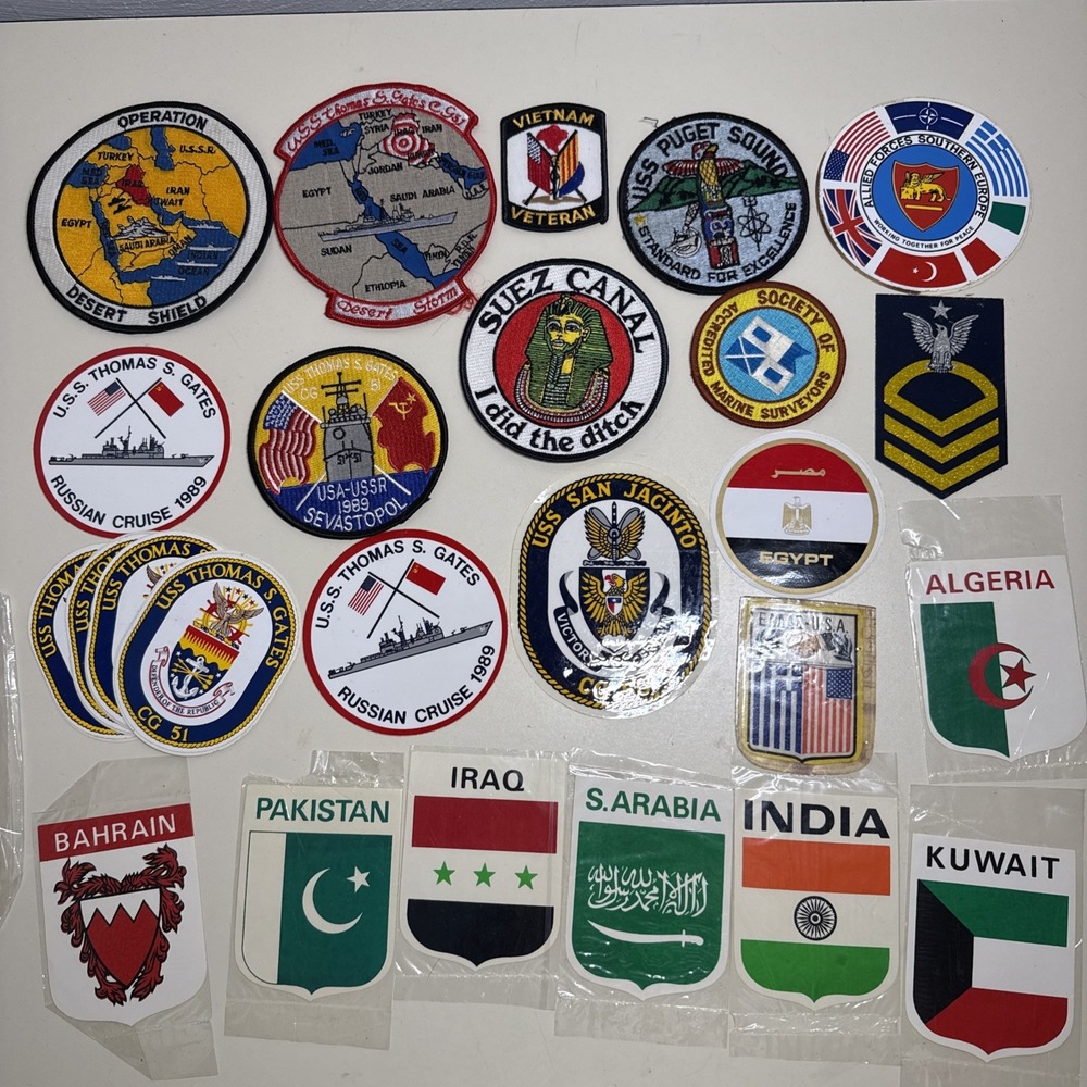 Vtg US Navy Patches Lot Of 27 Thomas Gates Tweeters Desert Storm Embroidery